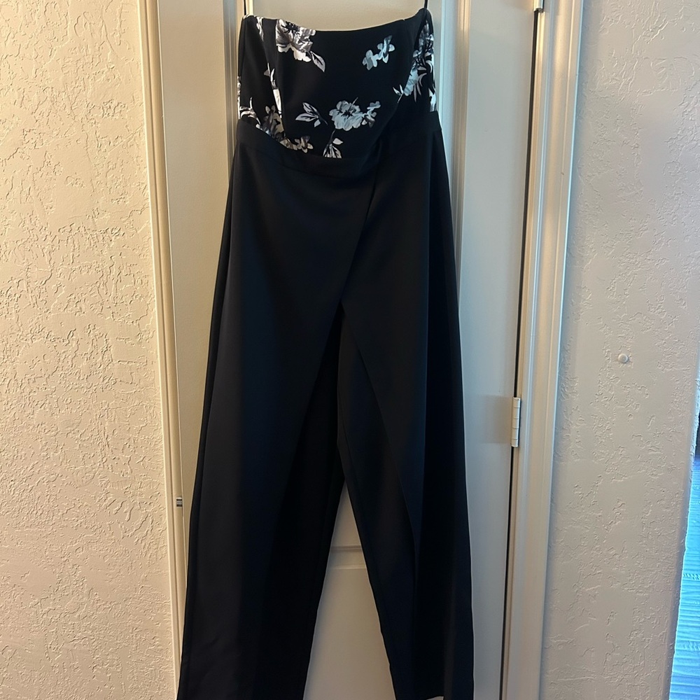 White House Black Market Black and White Jumpsuit